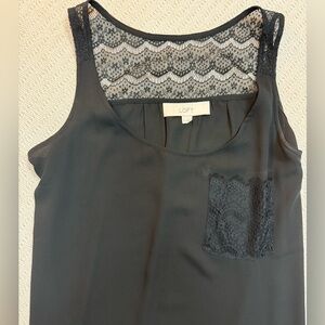 Black LOFT work tank with gray lace pocket size S